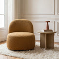 Groovy - Fauteuil pivotant en tissu chenille côtelé - Jaune moutarde - 1