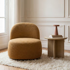 Groovy - Fauteuil pivotant en tissu chenille côtelé - Jaune moutarde - 1