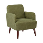 Brooks - Fauteuil rétro en tissu pieds bois foncé - Vert - 2