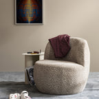 Mo - Fauteuil rond en tissu imprimé léopard - Beige - 1