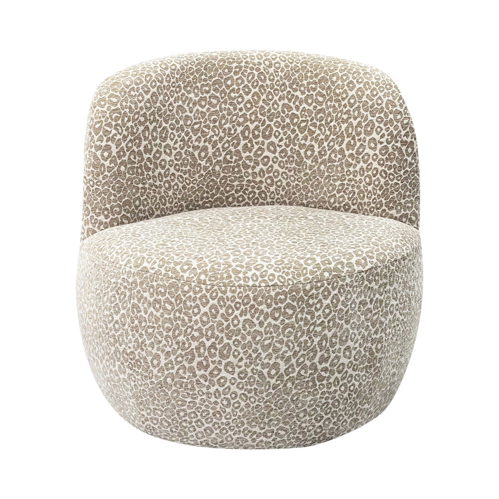 Mo - Fauteuil rond en tissu imprimé léopard - Beige - 2