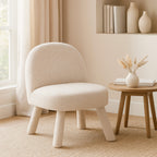 Abica - Fauteuil en tissu bouclette - Blanc - 1