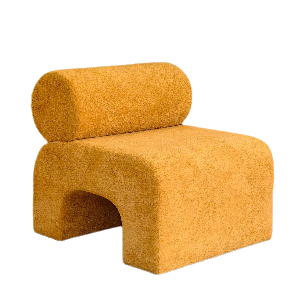 Mour - Fauteuil en tissu doux - Jaune moutarde - 2