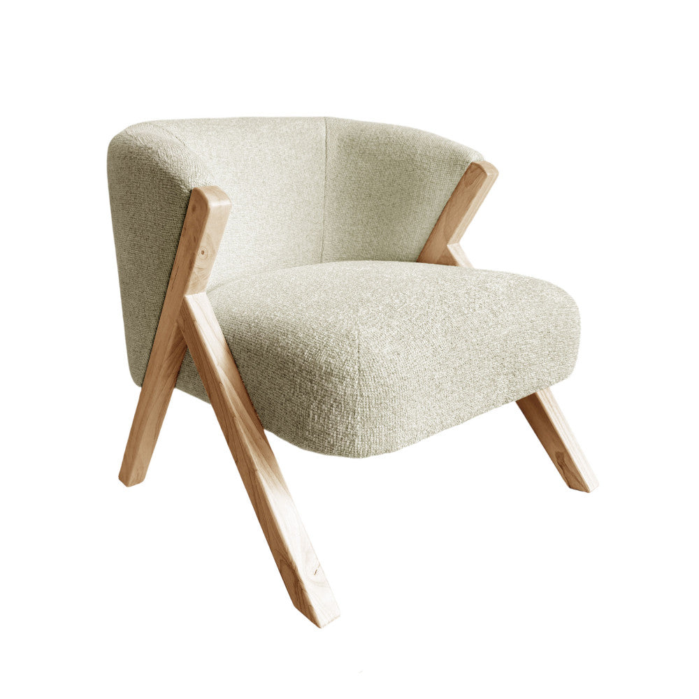 Malou - Fauteuil en tissu pieds bois clair - Beige - 2