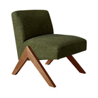 Vinto - Fauteuil en tissu pieds bois - Vert chiné - 2