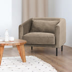 Winsen - Fauteuil en velours pieds droits en métal - Beige - 1