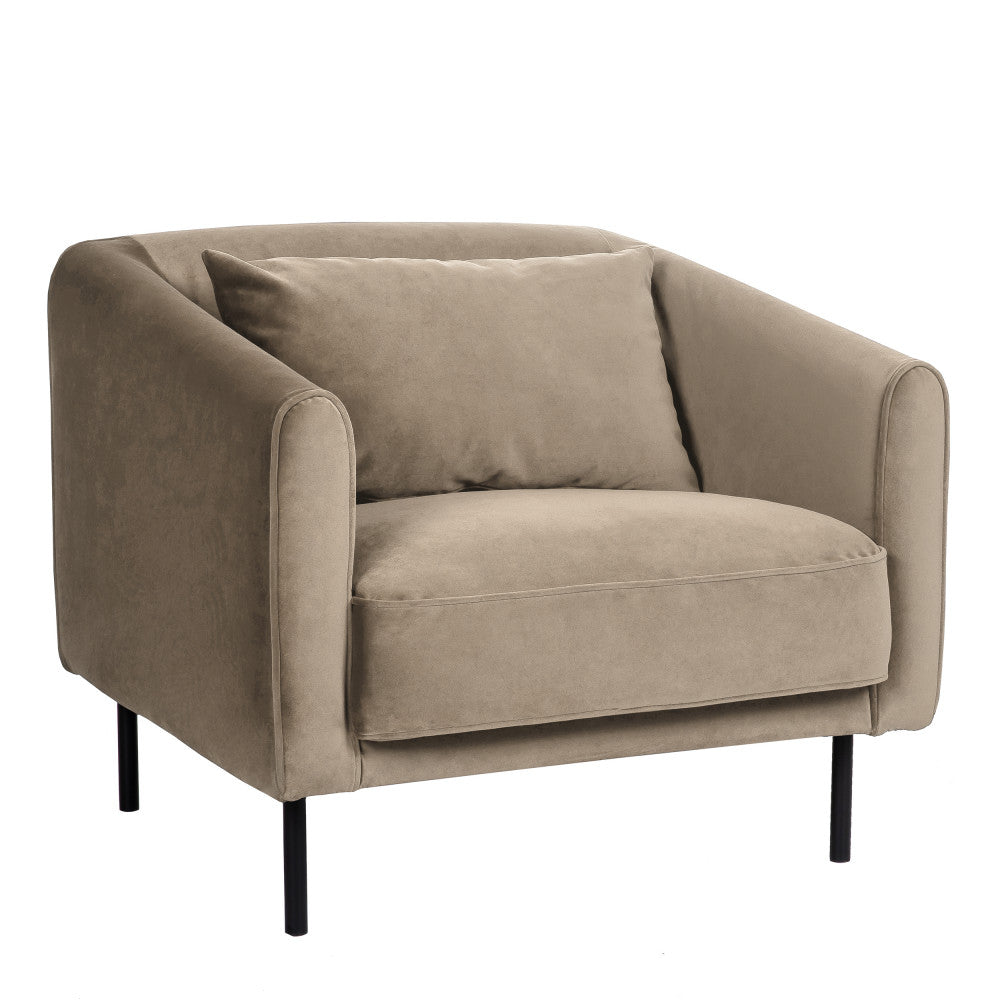Winsen - Fauteuil en velours pieds droits en métal - Beige - 2