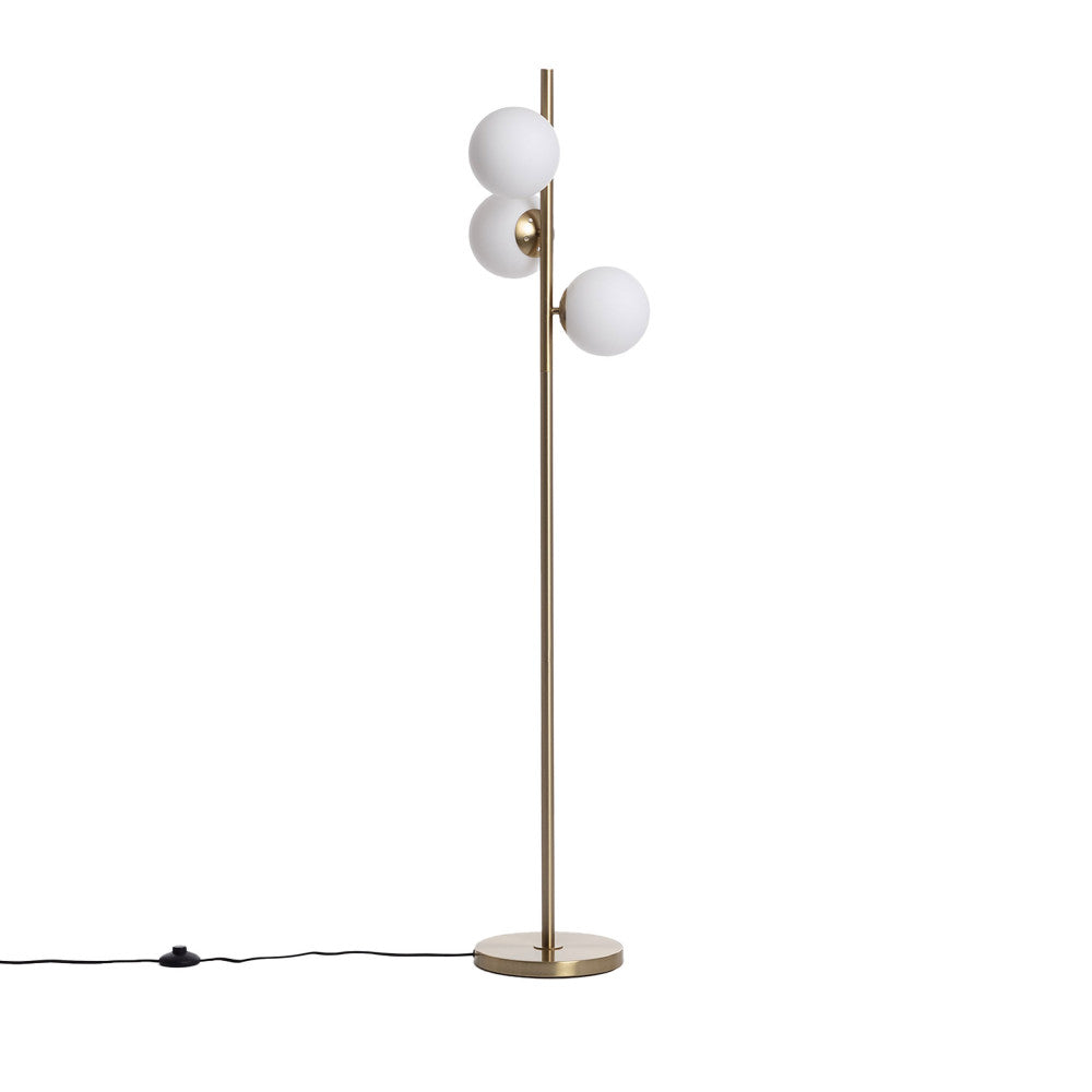 Kano - Lampadaire avec 3 points lumineux en verre H148cm - Laiton - 2