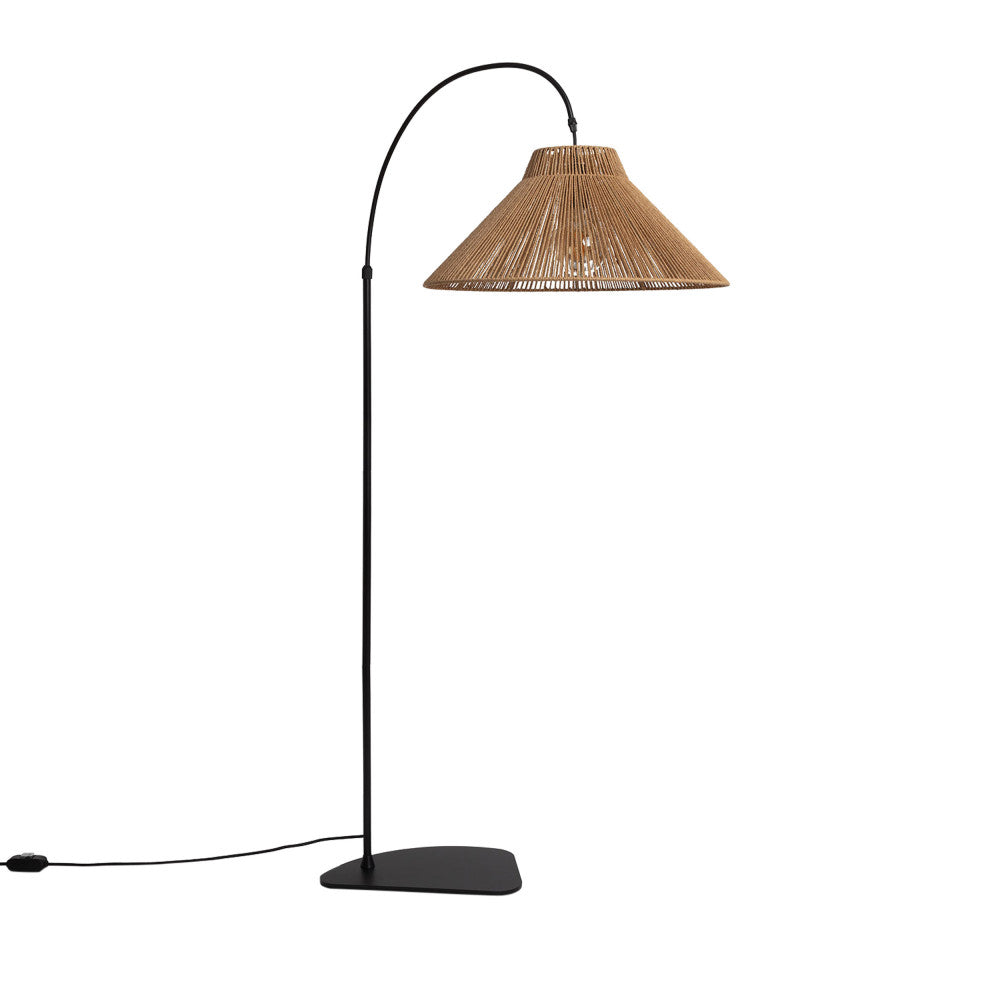 Vano - Lampadaire en métal avec abat-jour en corde H155cm - Bois clair - 2