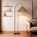 Vano - Lampadaire en métal avec abat-jour en corde H155cm - Bois clair - 1