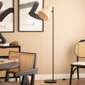 Rio - Lampadaire en métal avec abat-jour en rotin H151cm - Bois clair - 1