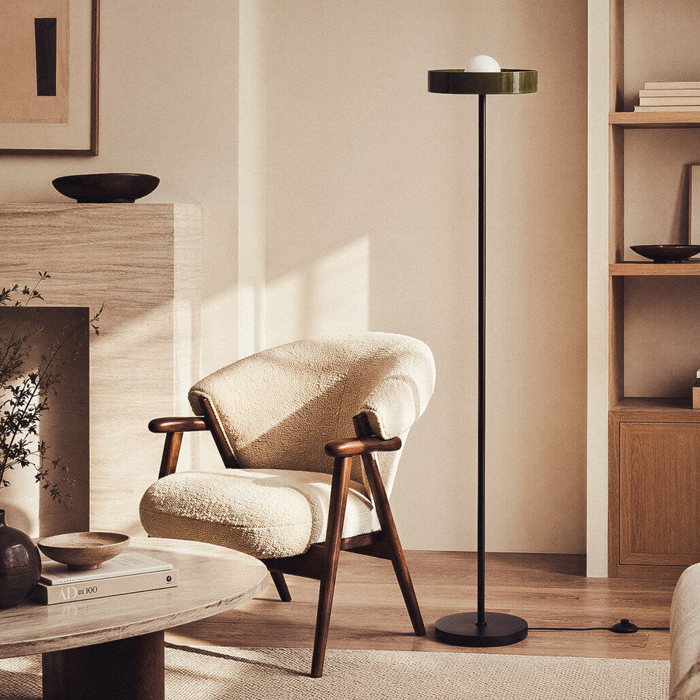 Flo - Lampadaire en verre et métal finition brillant H158cm - Vert - 1