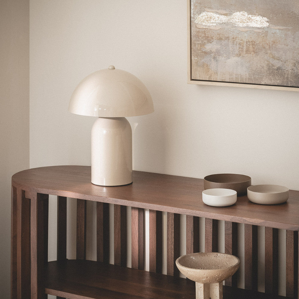 Arto - Lampe à poser champignon en métal - Beige - 1