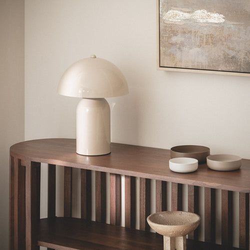 Arto - Lampe à poser champignon en métal - Beige - 1