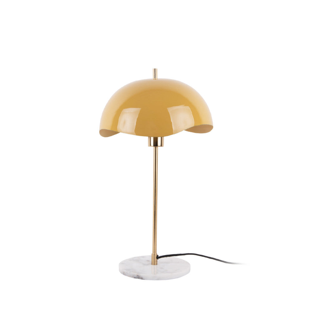Waved Dome - Lampe à poser en métal et marbre - Jaune moutarde - 2