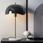 Waved Dome - Lampe à poser en métal et marbre - Noir - 1