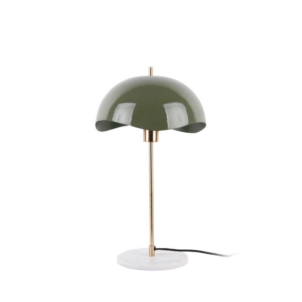 Waved Dome - Lampe à poser en métal et marbre - Vert kaki - 2