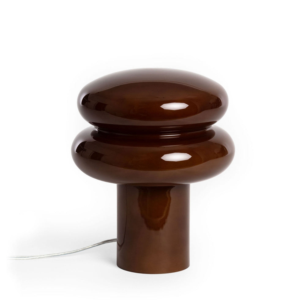 Tino - Lampe à poser ronde en verre ø20cm - Marron - 2