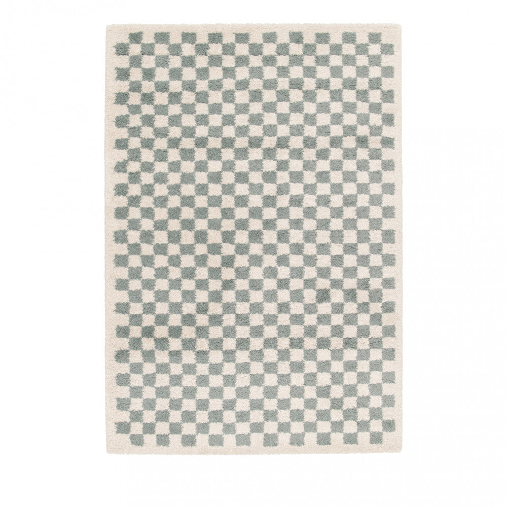 Laria - Tapis damiers - Bleu 120x170 cm - 1
