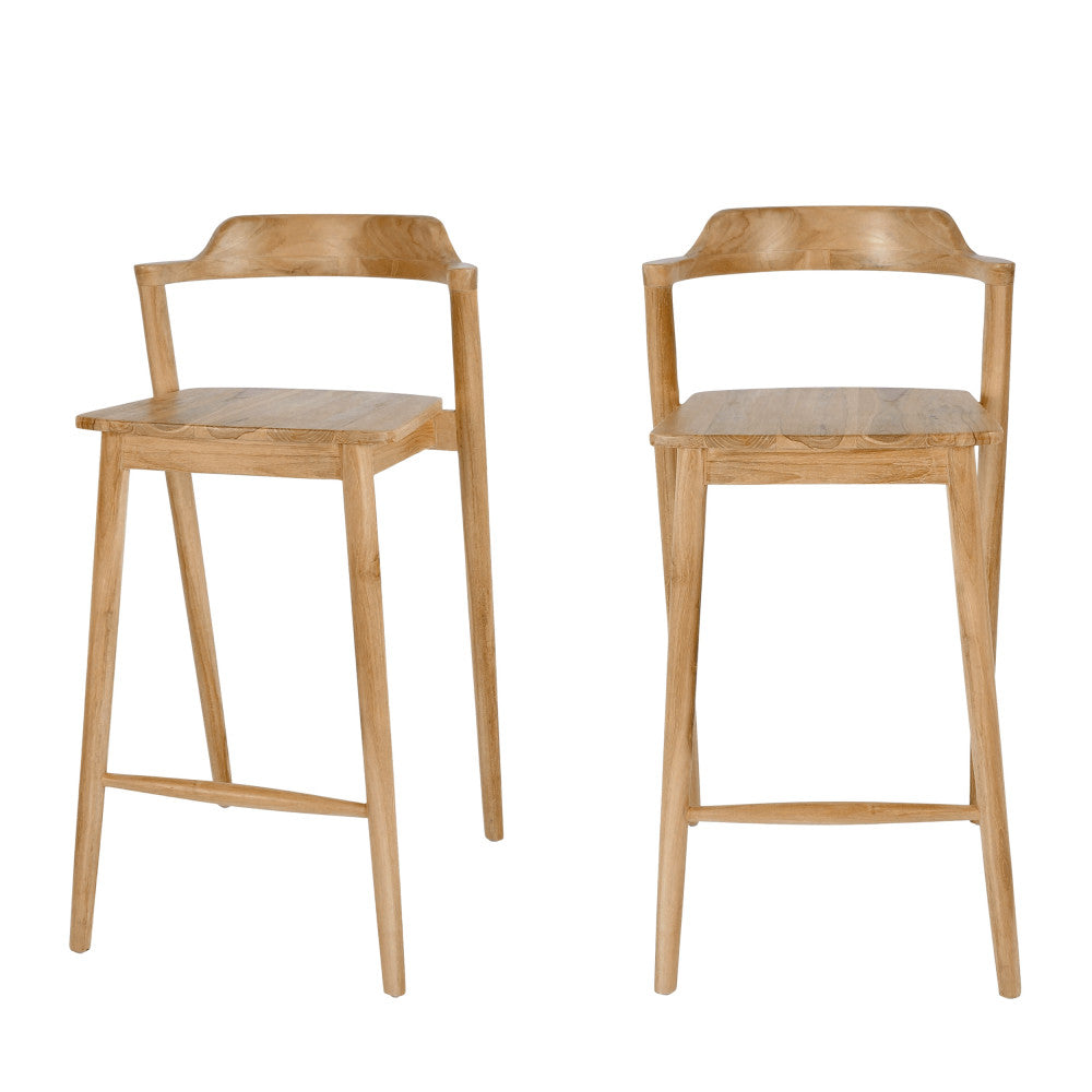 Joko - Lot de 2 chaises de bar en teck massif H 75 cm - Bois - 2