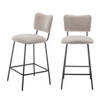 Vander - Lot de 2 chaises de bar en tissu et métal H65cm - Beige - 2