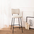 Vander - Lot de 2 chaises de bar en tissu et métal H65cm - Beige - 1