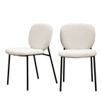 Dalby - Lot de 2 chaises en tissu bouclette et métal - Ecru - 2