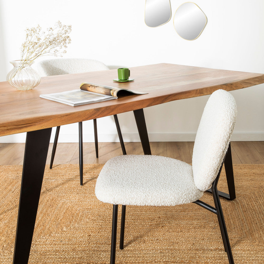 Dalby - Lot de 2 chaises en tissu bouclette et métal - Ecru - 1