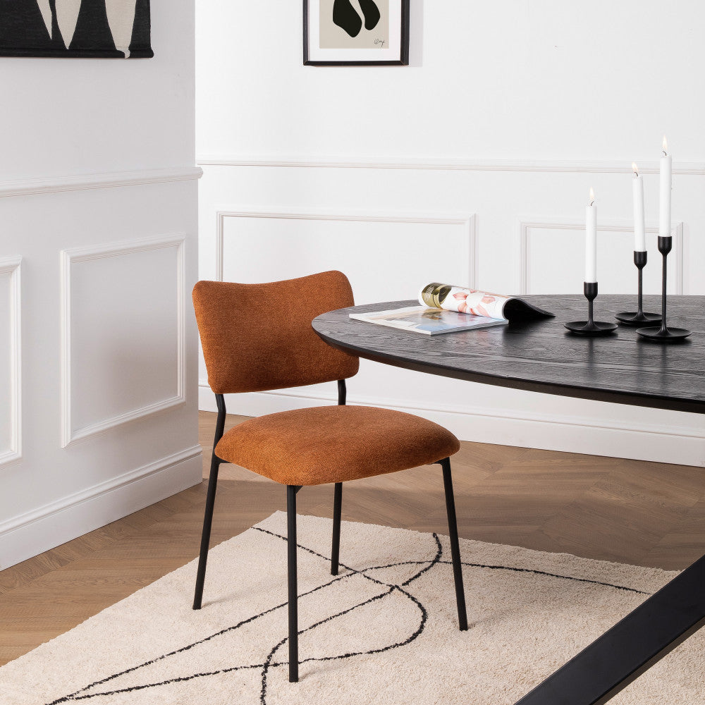 Vander - Lot de 2 chaises en tissu et métal - Rouille - 1