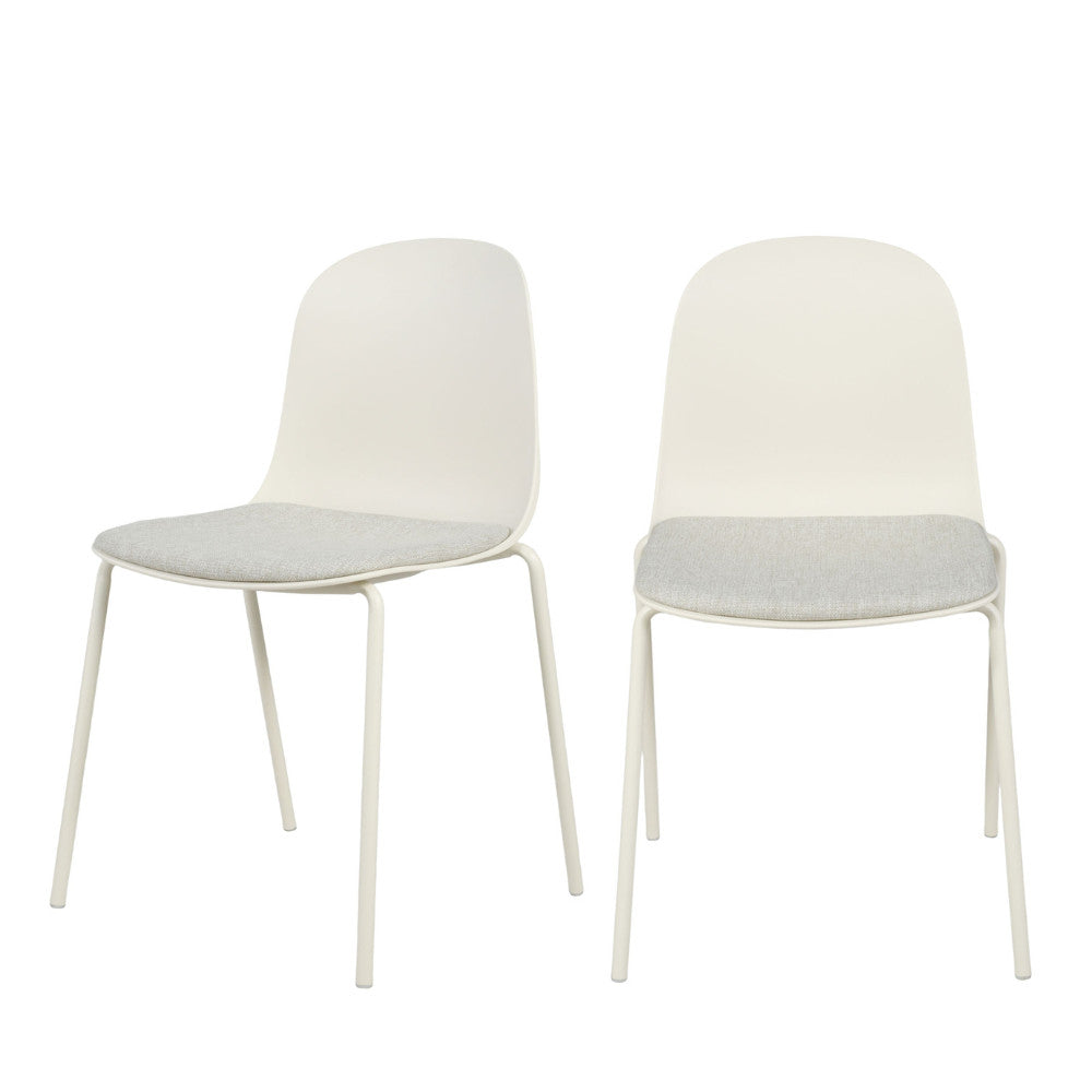 Linda - Lot de 2 chaises en tissu et métal pieds beige - Beige - 2