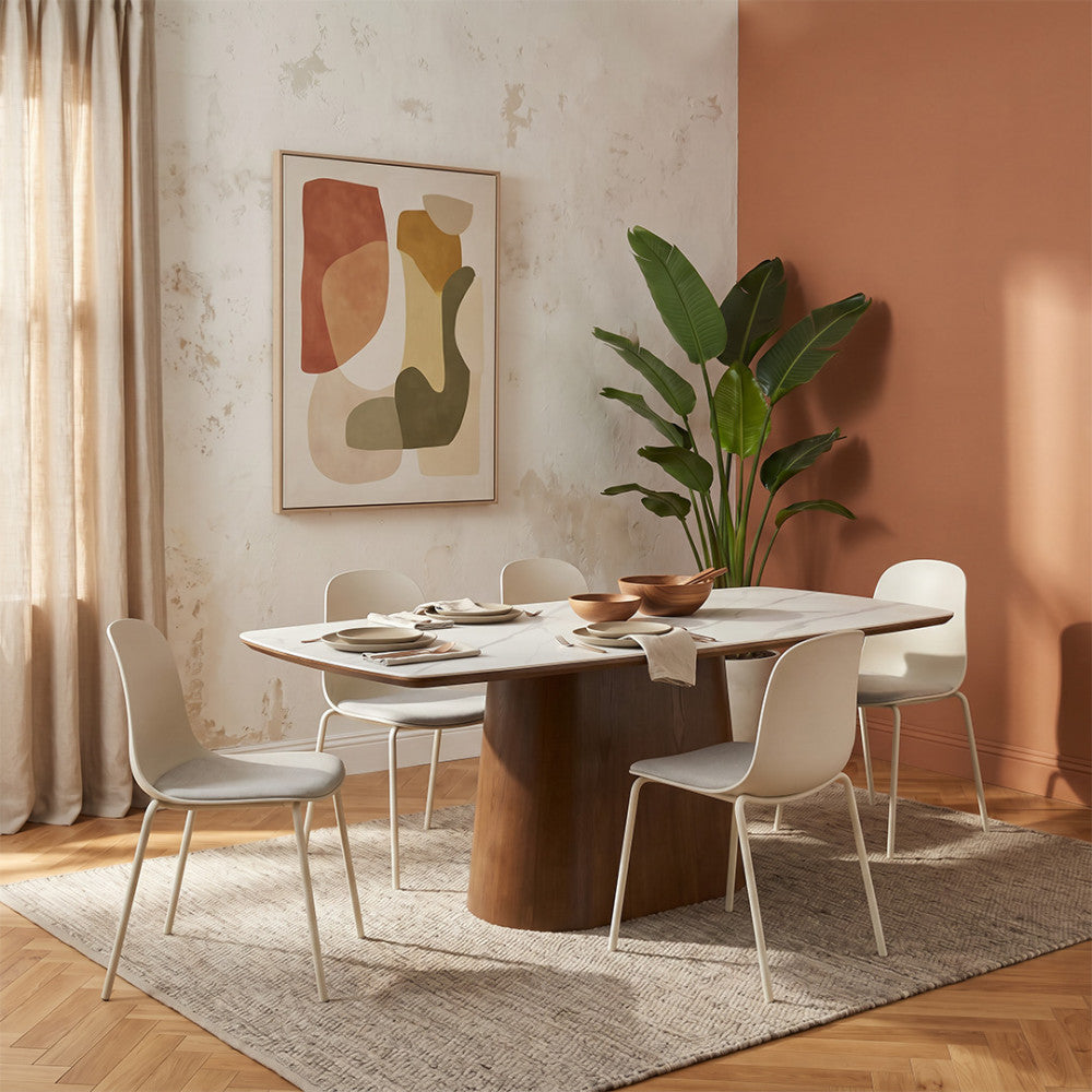 Linda - Lot de 2 chaises en tissu et métal pieds beige - Beige - 1