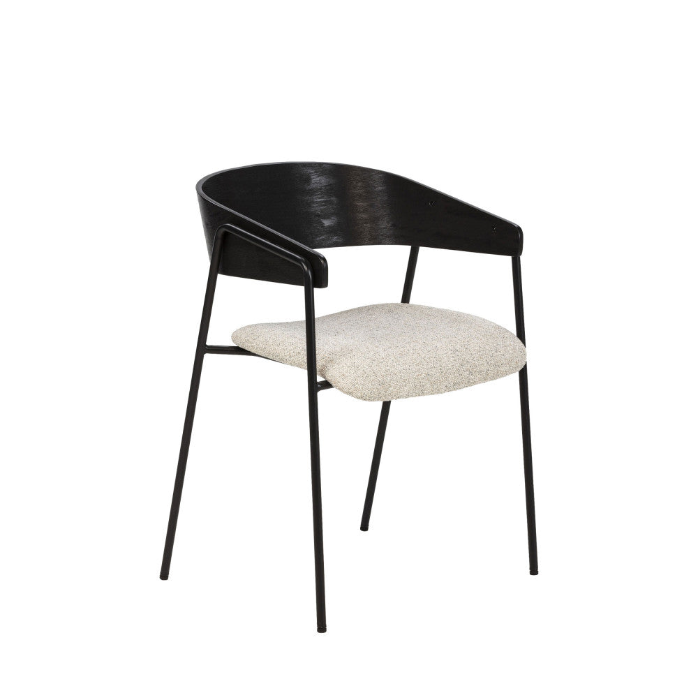 Opna - Lot de 2 fauteuils de table en tissu, bois et métal - Beige - 2