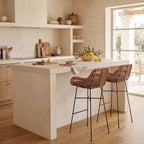 Nunuhai - Lot de 2 tabourets de bar en rotin H68cm - Bois foncé - 1