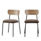Jess - Lot de 2 chaises en bois clair, tissu et métal - Marron - 2