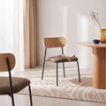 Jess - Lot de 2 chaises en bois clair, tissu et métal - Marron - 1
