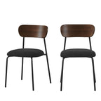Jess - Lot de 2 chaises en bois foncé velours côtelé et métal - Noir - 2