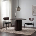 Jess - Lot de 2 chaises en bois foncé velours côtelé et métal - Noir - 1