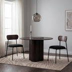 Jess - Lot de 2 chaises en bois foncé velours côtelé et métal - Noir - 1
