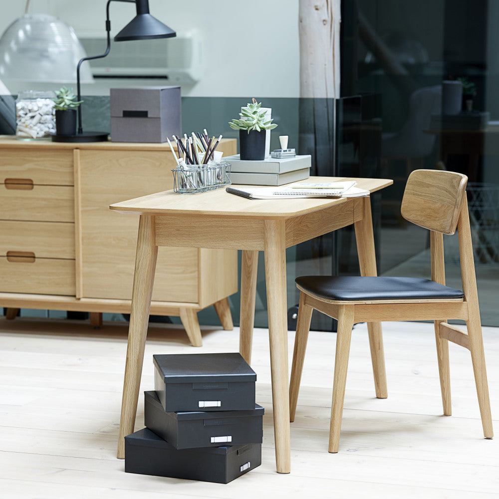 Orr - Lot de 2 chaises en bois et simili - Noir - 1