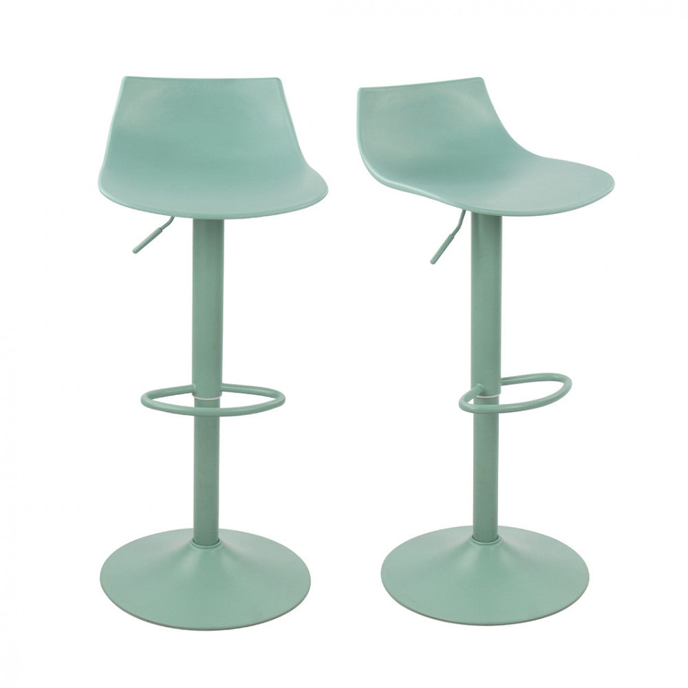 Heribo - Lot de 2 chaises de bar réglables en plastique et métal H58-79cm - Vert - 2