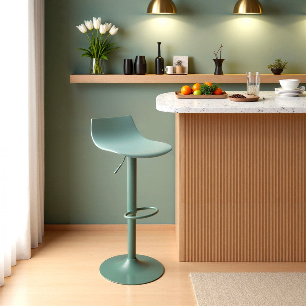 Heribo - Lot de 2 chaises de bar réglables en plastique et métal H58-79cm - Vert - 1