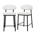 Rode - Lot de 2 chaises de bar en tissu bouclette, bois et métal H65cm - Écru chiné - 2