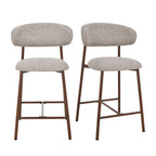 Draco - Lot de 2 chaises de bar en tissu pieds effet bois foncé H65cm - Marron chiné - 2