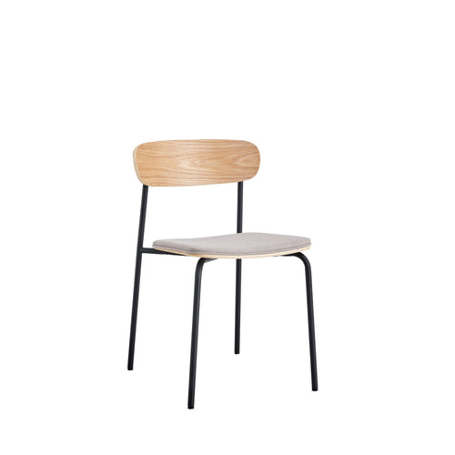 Arno - Lot de 2 chaises en tissu et métal - Gris clair - 2