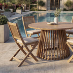 Lina - Lot de 2 chaises pliantes de jardin en bois - Bois clair - 1
