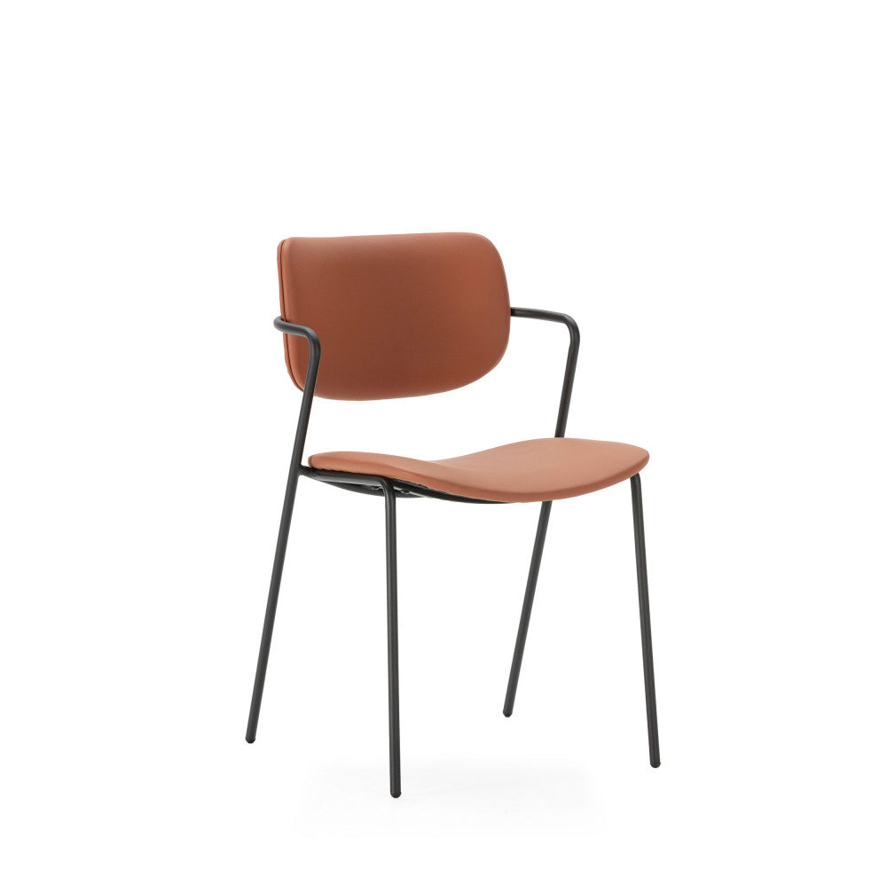 Velura - Lot de 2 chaises en simili cuir et métal - Rouille - 2