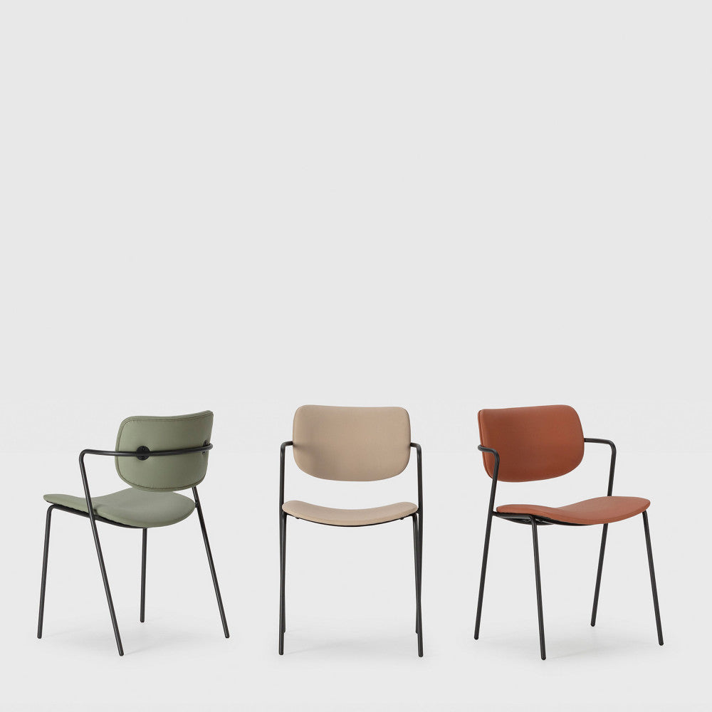 Velura - Lot de 2 chaises en simili cuir et métal - Rouille - 1