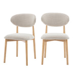 Clara - Lot de 2 chaises en tissu bouclette et bois - Beige - 2
