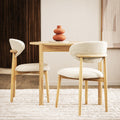 Clara - Lot de 2 chaises en tissu bouclette et bois - Beige - 1