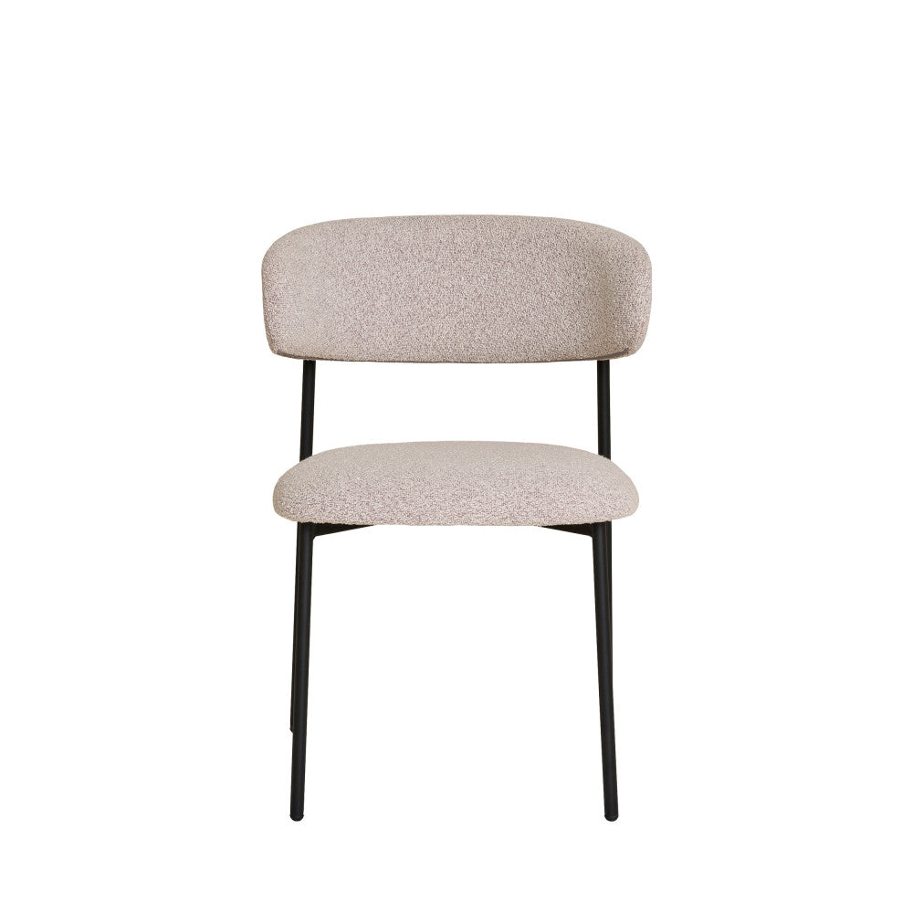 Mira - Lot de 2 chaises en tissu bouclette et métal - Beige - 2